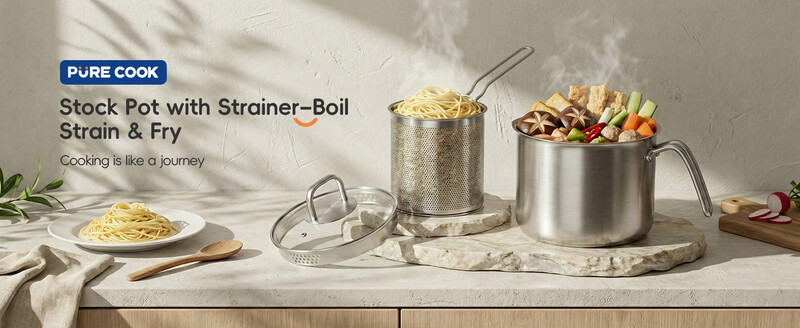 Pure Cook Purecook Stainless Steel Deep Fryer Series | 304 Stainless Steel | Purecook 2.8L Tall Saucepan With Fry Basket