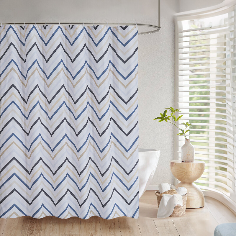 MEROPE, Polyester Print douchegordijn 180x180cm, Scandinavisch, 1 verpakking