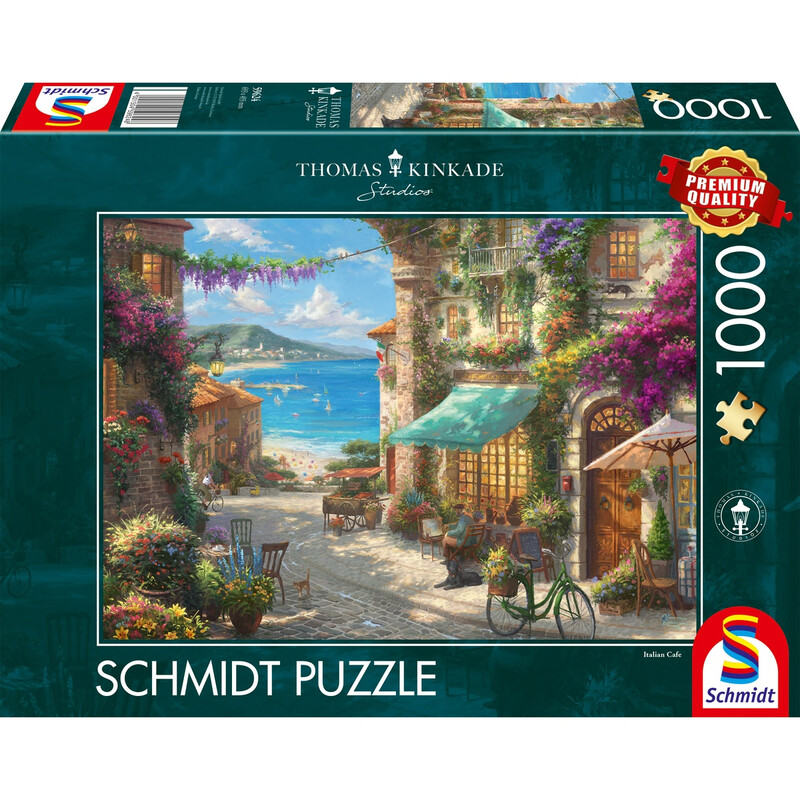 Schmidt® Spiele 59624 Erwachsenenpuzzle Thomas Kinkade Studios Café an der italienischen Riviera 1000 Teile ab 12 Jahre