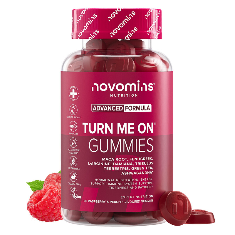 Novomins Turn Me On Raspberry & Peach Flavour 60 Gummies - Image 2