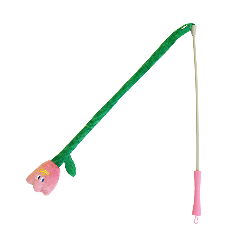 Tulip Cat Teaser Wand, Feather Interactive Play Toy for Indoor Cats