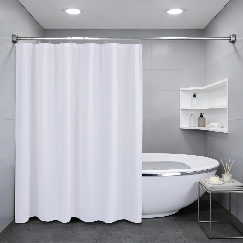 , Polyester Textured Shower curtain, 180x180cm, white, 1pack