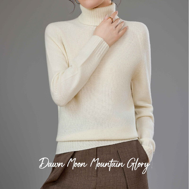 Basismodel met 2 kleppen, linnen trui van wol en cashmere 10% cashmere / 90% merino wol, melkachtig wit, Aziatische maat L