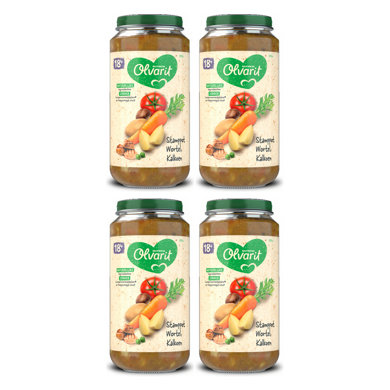 Olvarit Purée de pommes de terre carotte dinde Snack pour bébé 18 mois+ 250 g * 4
