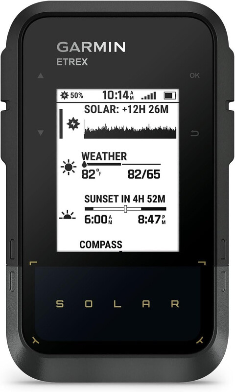 Garmin eTrex Solar GPS Handheld Navigatieapparaat | Onbeperkte batterijduur, Draadloze connectiviteit, Multiband GPS, Hoogcontrast scherm