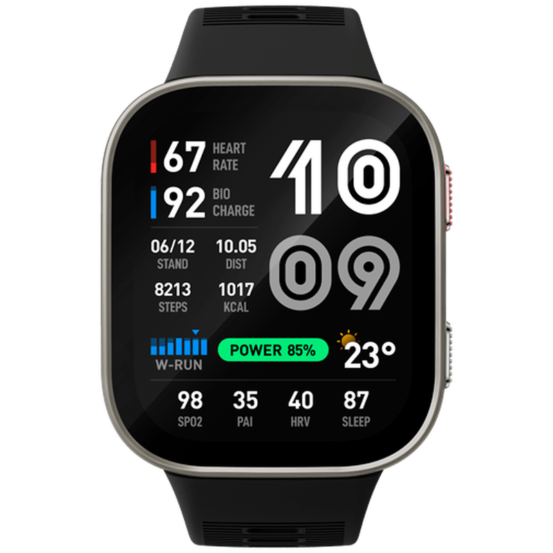 Amazfit Bip Max 50 mm Smartwatch, 2,07 inch AMOLED-display, 20 dagen batterijduur, GPS, 4 GB geheugen, Offline kaarten, Fitness tracker, Hybride training, 150+ sportmodi, HYROX-modus, 5 ATM voor Android, Zilver