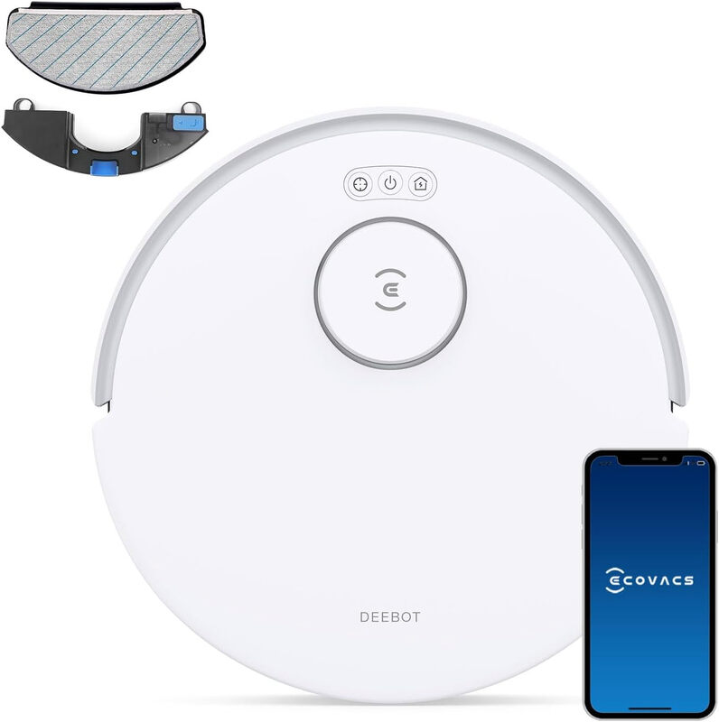 DEEBOT N20 Robot Vacuum Cleaner with Mop - White, 8,000Pa, Anti-Tangle Technology, 30
