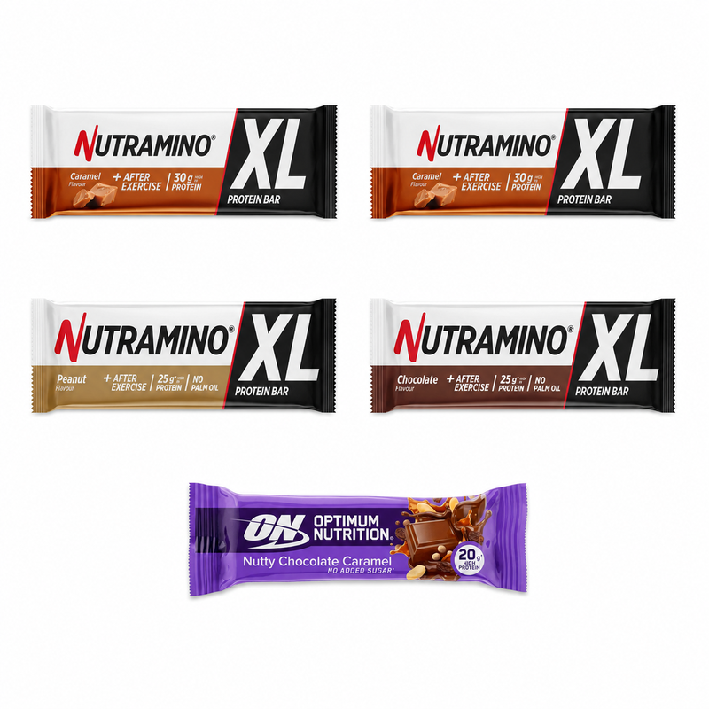 Nutramino & Optimum Nutrition Proteïnereep Assortiment Bundel – 5 Repen