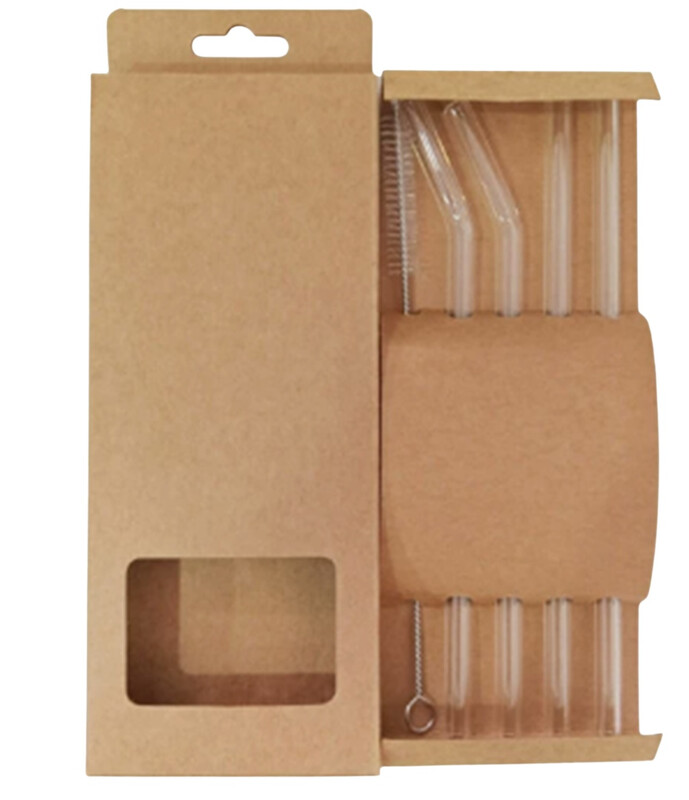 High borosilicate glass straw set, household portable set, 5-piece set