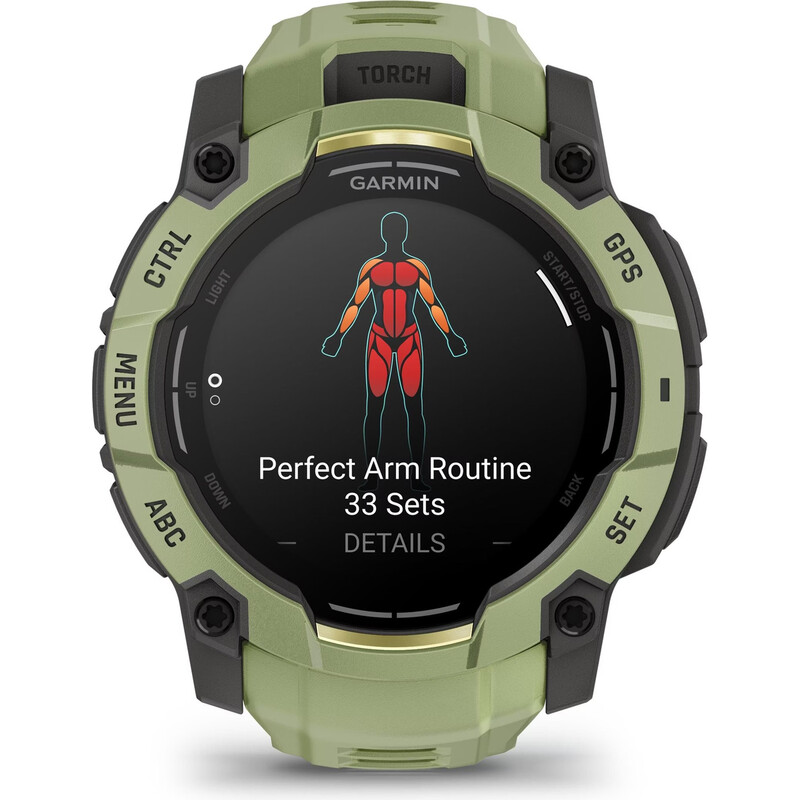 GARMIN Elektronik Smartwatch, Instinct 3 AMOLED: 1,3 Zoll Display, Militärstandard, Solarladung, bis zu 24 Tage Akku in Fern Green, 50mm