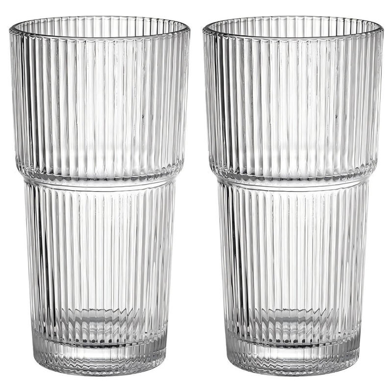 2-Pack Large Glass Tumblers With Lids Straws Leakproof Iced Coffee Tea Cups