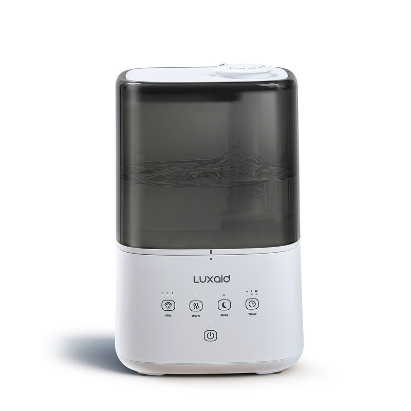 Luxaid 4,5 L koel- en warmmist luchtbevochtiger voor thuis, tot 47 m², bovenvulwaterreservoir, touch-bediening, 4/8/12-uurs timer, 20 dB ultrastille slaapstand, 360° nevelmondstuk, aromatherapie voor de slaapkamer