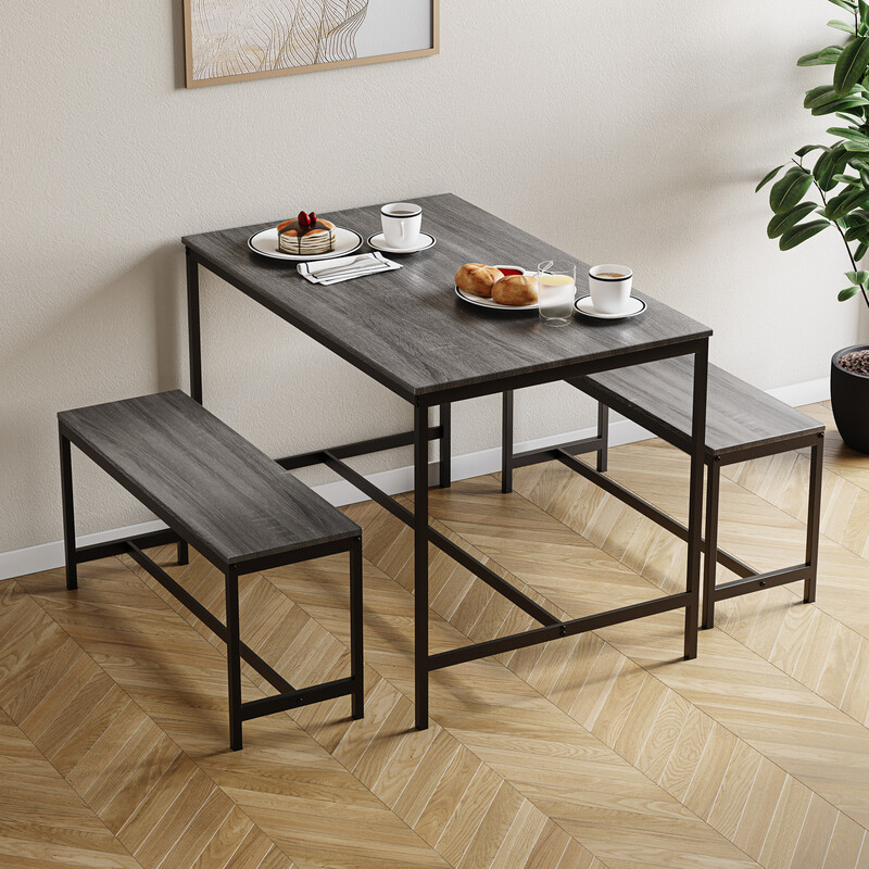 Vida Designs Roslyn 4 Seater Dining Table With Bench Set, Grey