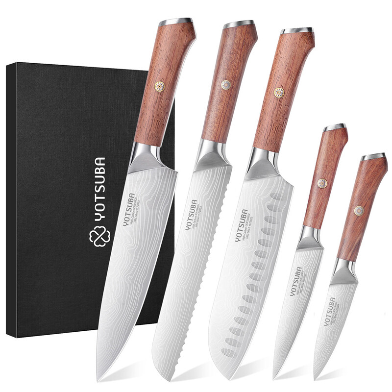 Kitchen Knife with Wavy Serrated Blade, Sharp Cutting Performance, Ergonomic Handle D