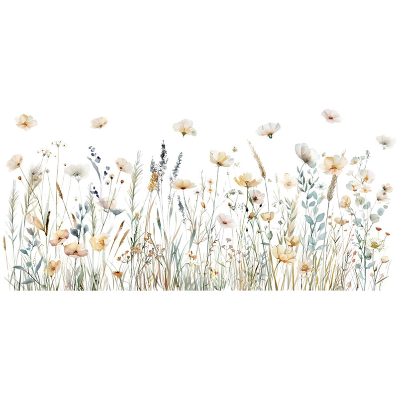 Watercolor Flowers Wall Decals Removable Spring Floral Butterfly Bird Wall Stickers G