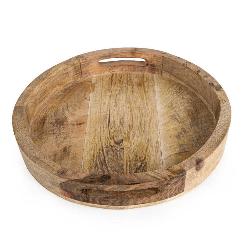 Decorative Tray Mango Wood Round D:30cm