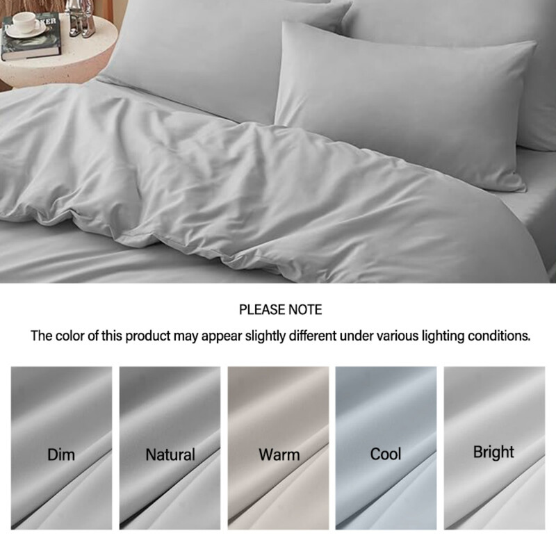LeBonsoir lichtgrijze dekbedovertrekset, 200 x 220 cm / 80 x 80 cm x 2, zachte dubbelgeborstelde set, met rits, 3-delig, inclusief 1 dekbedovertrek en 2 kussensloopjes, geen dekbed inbegrepen