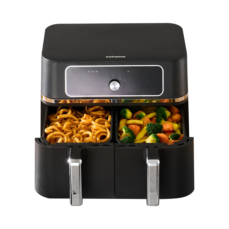 Dual-Chamber Air Fryer, 9L Large Capacity, Home Food Processor, Zone Cooking with Pre