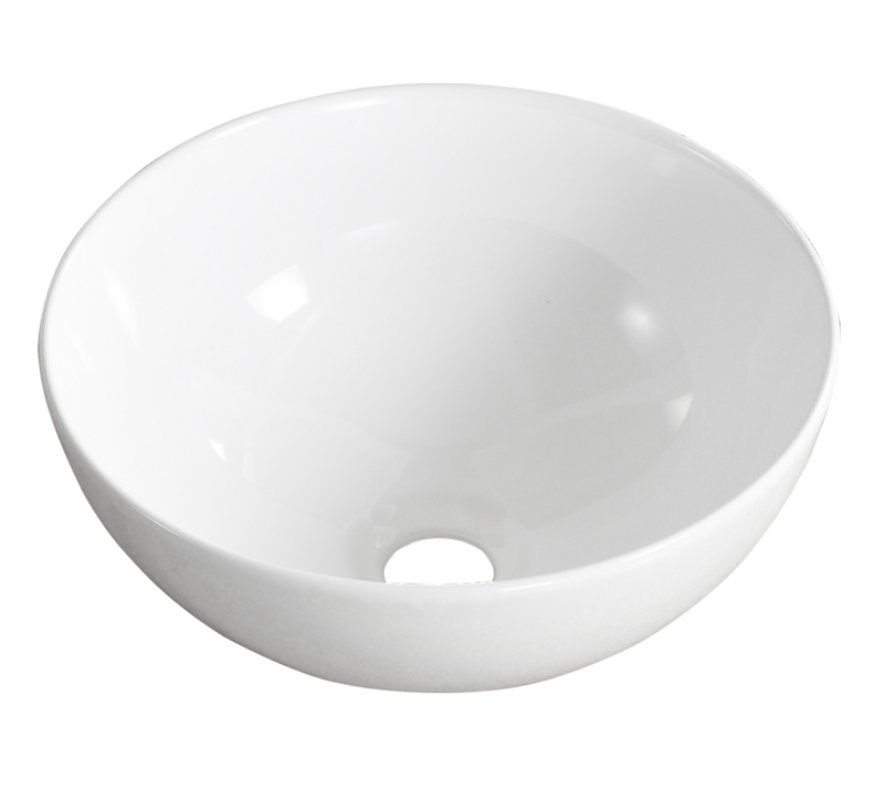 Round Bathroom Vessel Sink, Modern Above Counter Ceramic Vanity Vessel Sink, 32.5 x 3