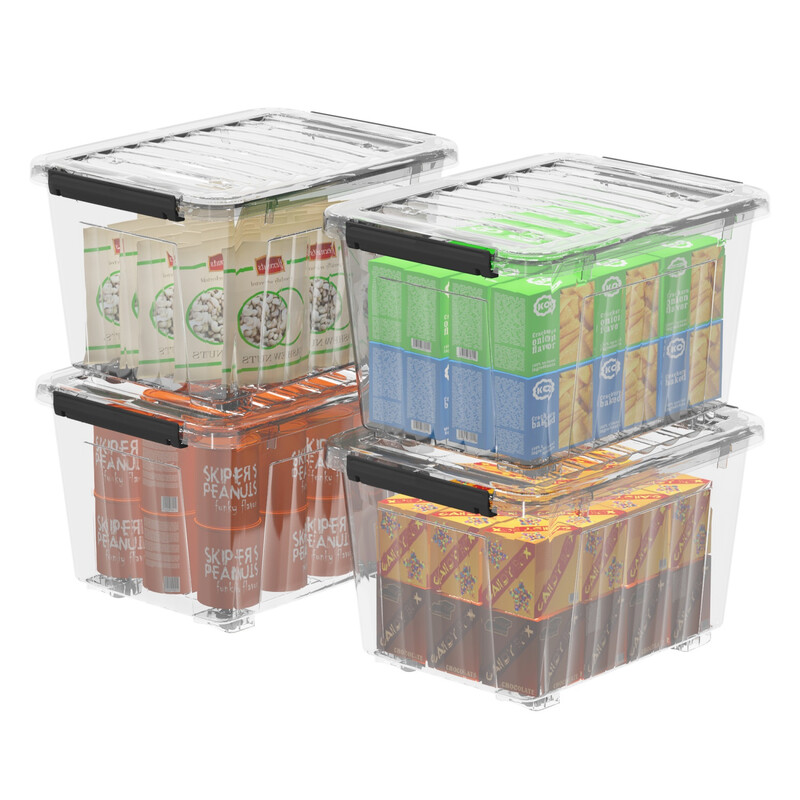SPACEXPERT Aufbewahrungsbox transparent mit Rollen, 80L stapelbar für Haus & Büro | Größe: 63x46.5x41cm