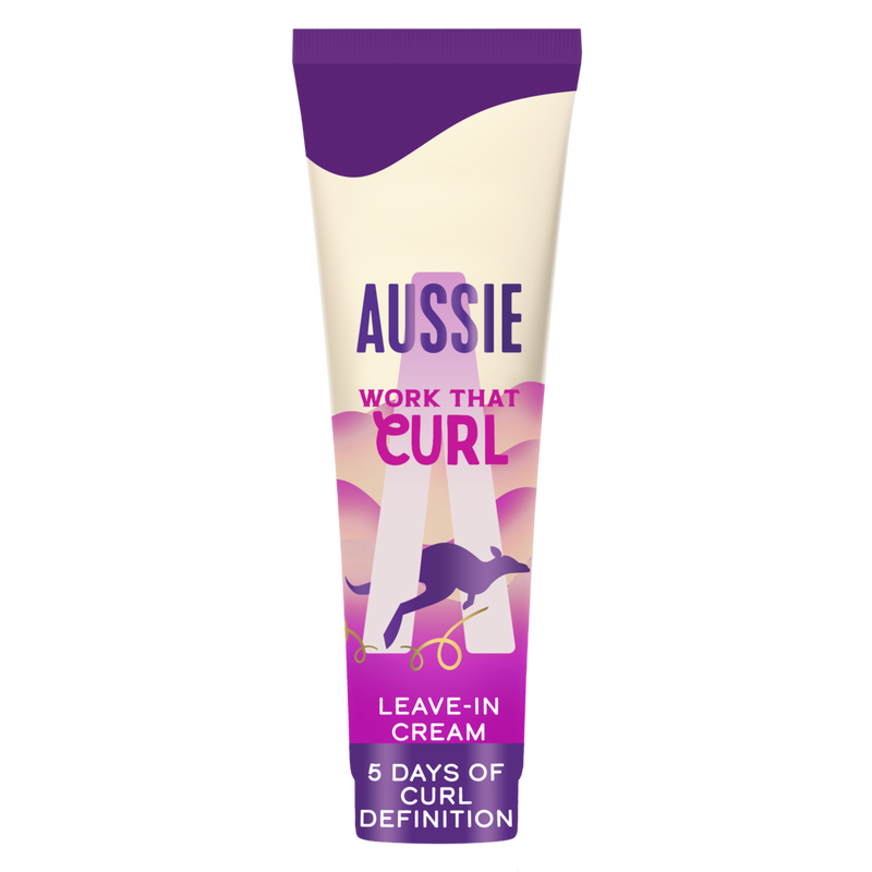 Aussie Work That Curl Crème Coiffante 160 ml, Soin Sans Rinçage pour Définir et Hydrater les Cheveux Bouclés et Ondulés, Protège vos Boucles pour une Sensation Douce et Hydratée, Formule Végane