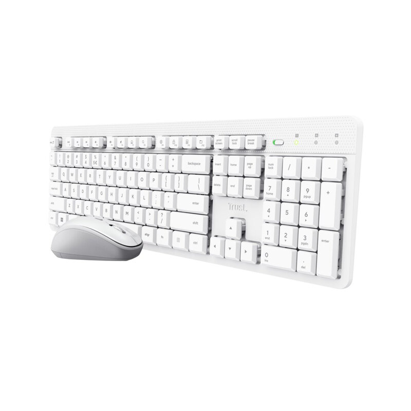 Trust Ody II - Draadloos toetsenbord en muisset - Stille toetsen - Draadloos - US/QWERTY - Wit