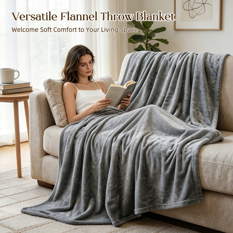 Lebonsoir hochwertige Flanell-Fleece-Decke, warme Winterdecke/ weiche Sofadecke, Wohnzimmerdecke, Sofawohndecke, Grau, 150 x 200 cm