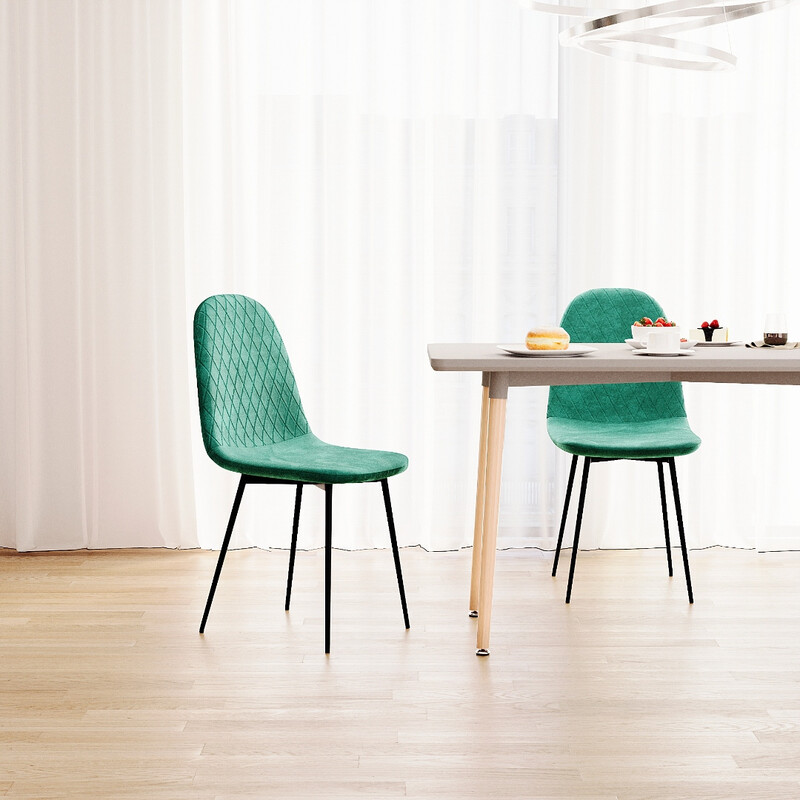 Dining Chairs Luton Quilted Green 2pcs