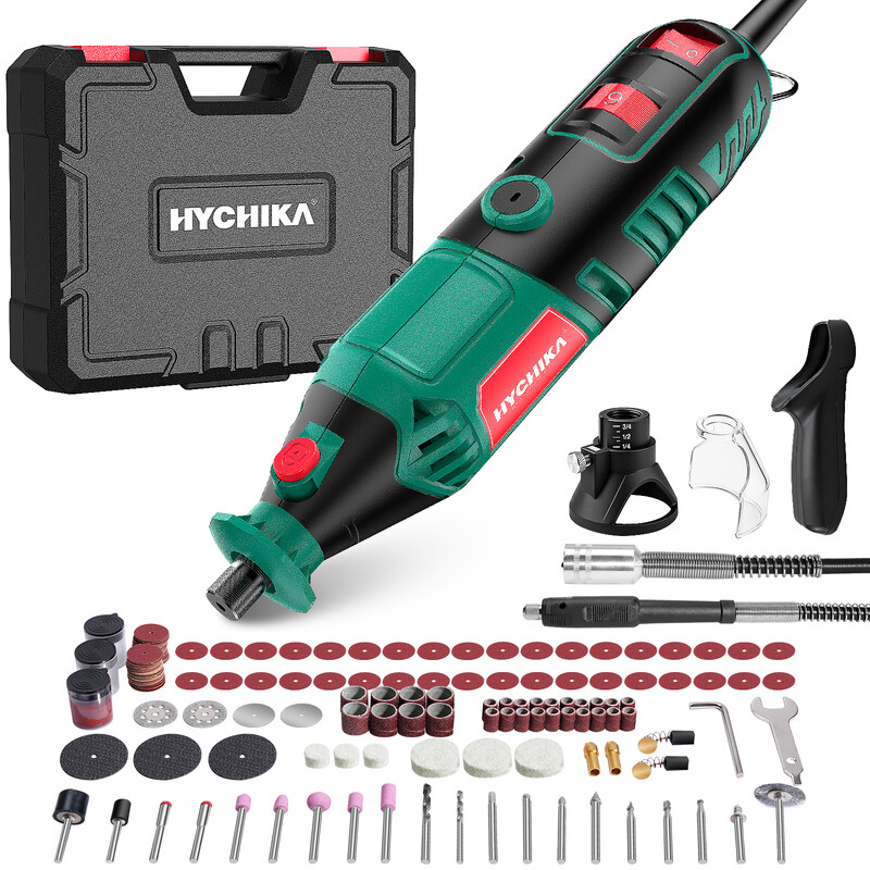 HYCHIKA 170W Rotary Tool, Variable Speed Rotary Tool Set and Flex Shaft, 173-Piece Accessory Set and Multi Tool with 8000-35000 RPM, Perfect for Cutting, Detail Grinding
