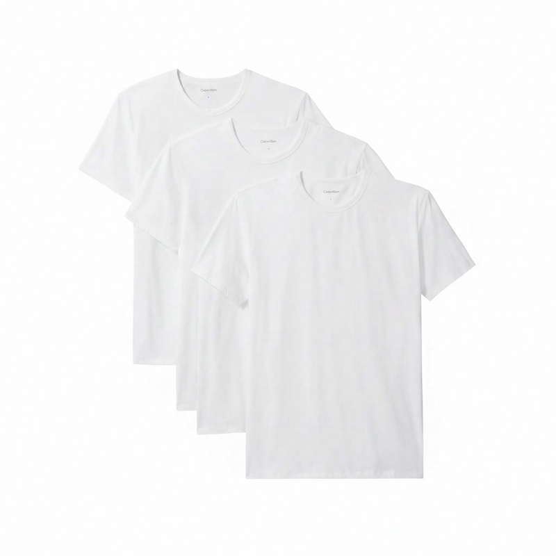Calvin Klein heren T-shirt met ronde hals, korte mouwen, set van 3 - wit - maat S (100 3)