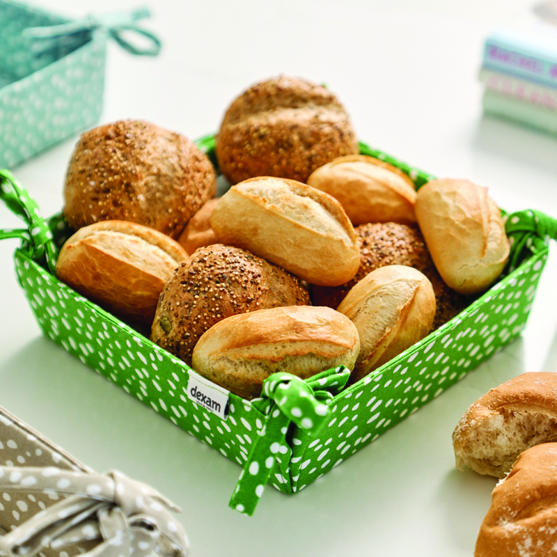 Fabric Bread Basket Sintra Spotted 100% Cotton Green