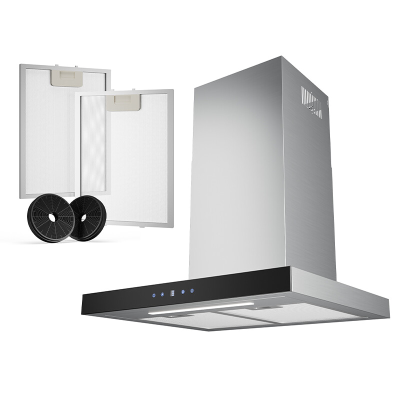 Heinrich's HDU 7631 IX Dunstabzugshaube Wandmontage Touch-Steuerung Digitalanzeige 60 cm Breite 611 m³/h Luftstrom 76,5 W LED-Beleuchtung Abluft und Umluft Energieklasse A++ Aktivkohlefilter enthalten
