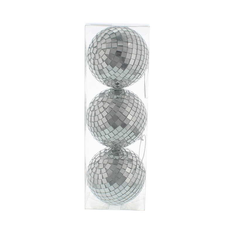 Festive Christmas Decorations: Pack Of 3 X 8Cm Silver Mirror Balls for Your Festive Holiday Tree & Party Decor