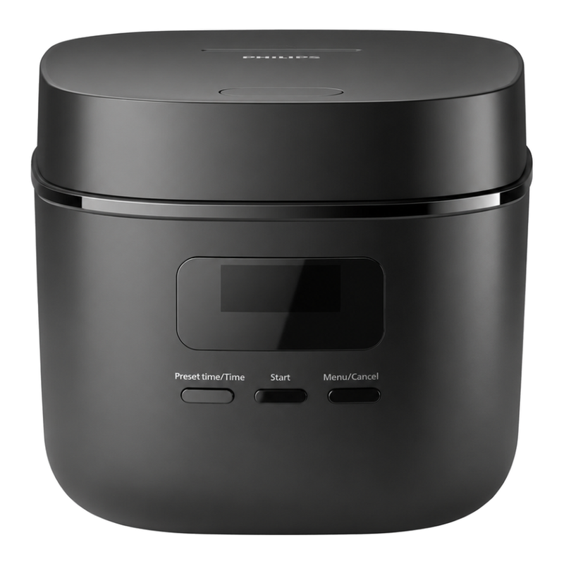 Philips Mini Rice Cooker 3000 Series, Non Stick Pot, 5 Programmes, Black - HD3080/80