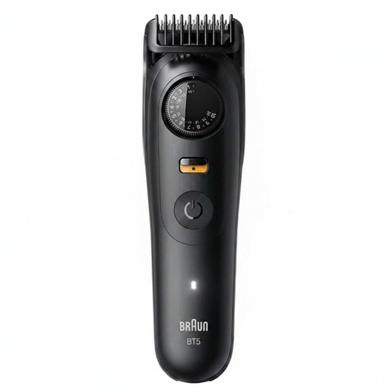 BRAUN BT5 Barttrimmer für präzise Bartpflege – Elektrischer Trimmer für Herren mit Netzbetrieb und Akku, schwarz