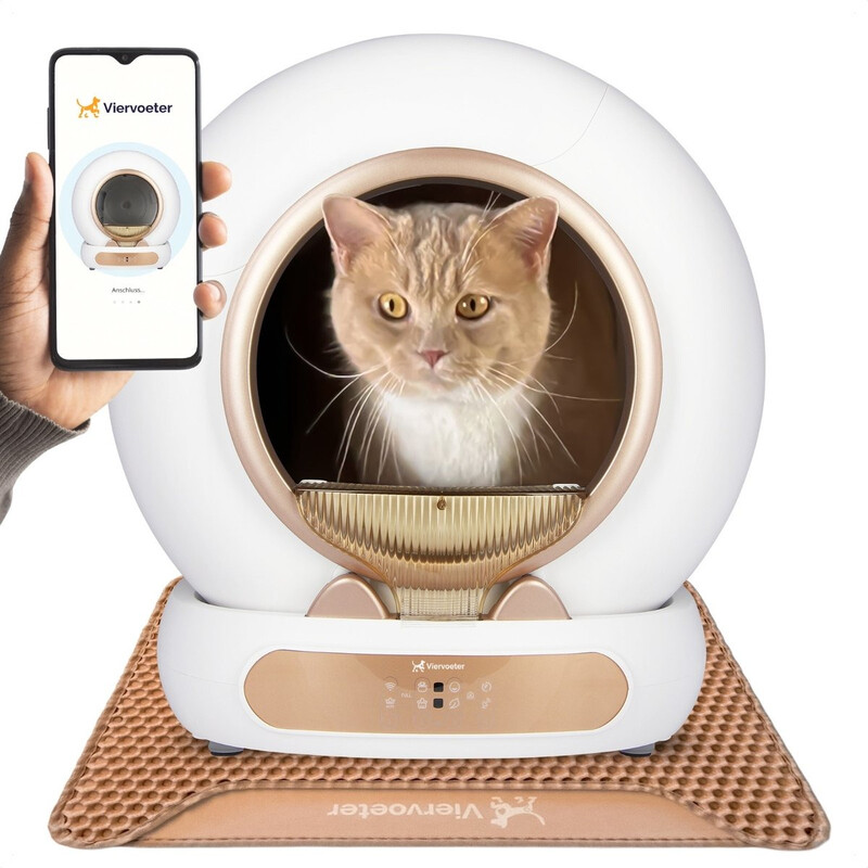 Viervoeter Fresh 3 - Automatische kattenbak – Zelfreinigend – App-bediening – 65 L - incl. mat en 3 rollen kattenbaksakken