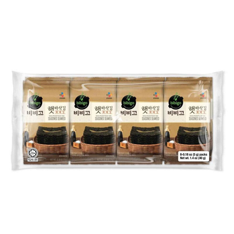 Cj Bibigo Korean Roasted Seasoned Seaweed Laver (5G X 8 Pcs)