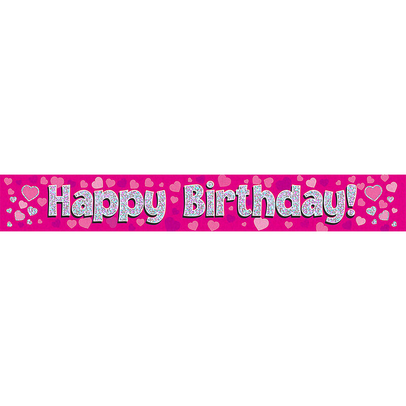 Pink Holographic Happy Birthday Banner 9FT