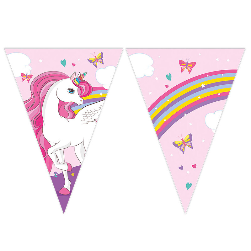 Unicorn Rainbow Paper Triangle Flag Banner