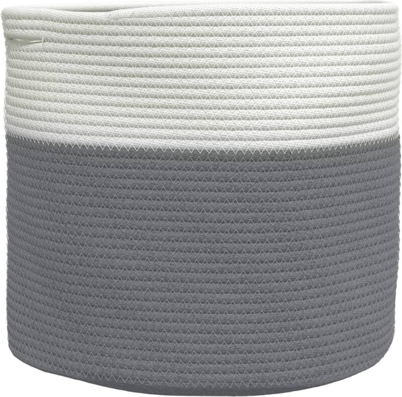 vidaXL Katoenen opbergmand - Grijs en wit, 40 x 35 cm