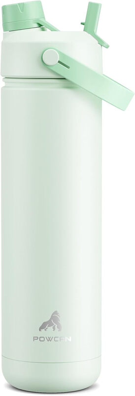 by Meoky 26oz Dual-Opening Sports Water Bottle with Carry Handle –Light Green, New Ye