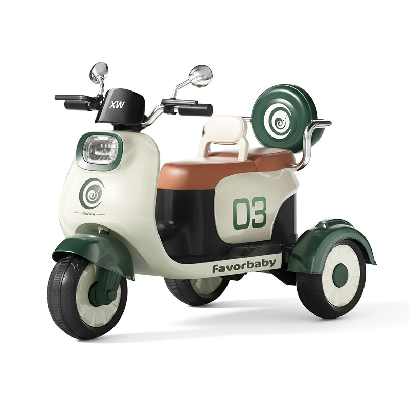 12V Kids Electric Motorcycle, 3 Wheel 2 Seater Ride on Motorcycle with Music, Horn, L