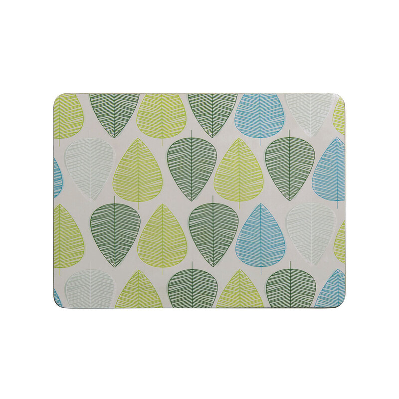 Premier Housewares Green-Leaf-Design Set mit 4 Besa-Platzdeckchen, ausdauernde hitzebeständige Korkunterlagen mit PVC-Überzug
