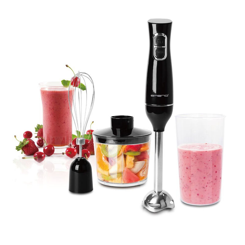 Emerio HB-130492, Staafmixerset, Hakmolen & Garde, Zwart/Roestvrij Staal