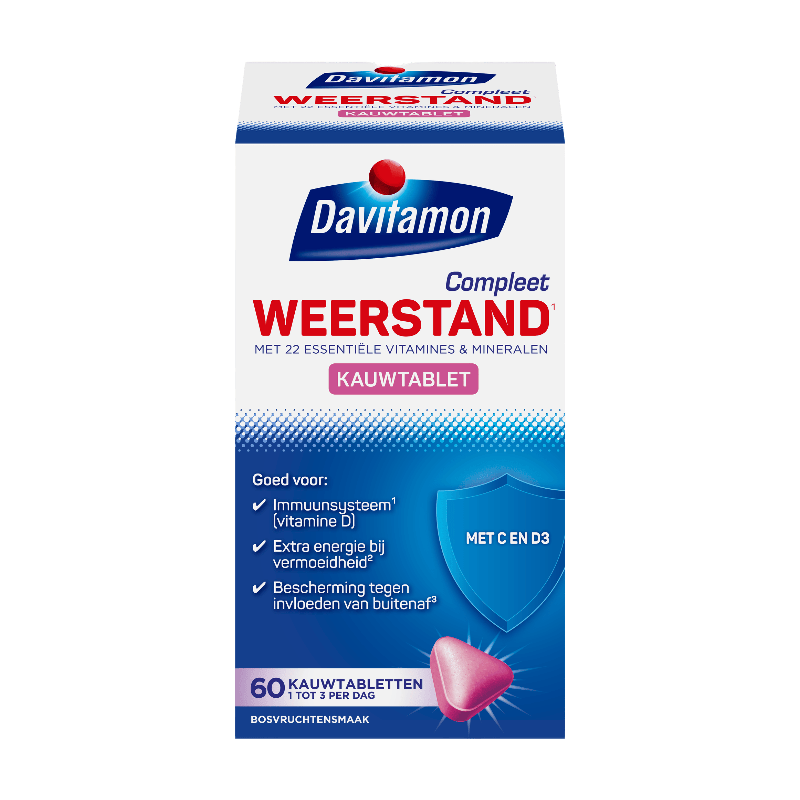 DAVITAMON Compleet Weerstand Met Vitamine C&D Multivitamine Bosvruchten 60st