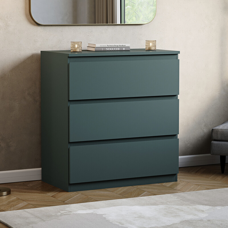 Vida Designs Green Drawer Chest Denver 3 Drawers,