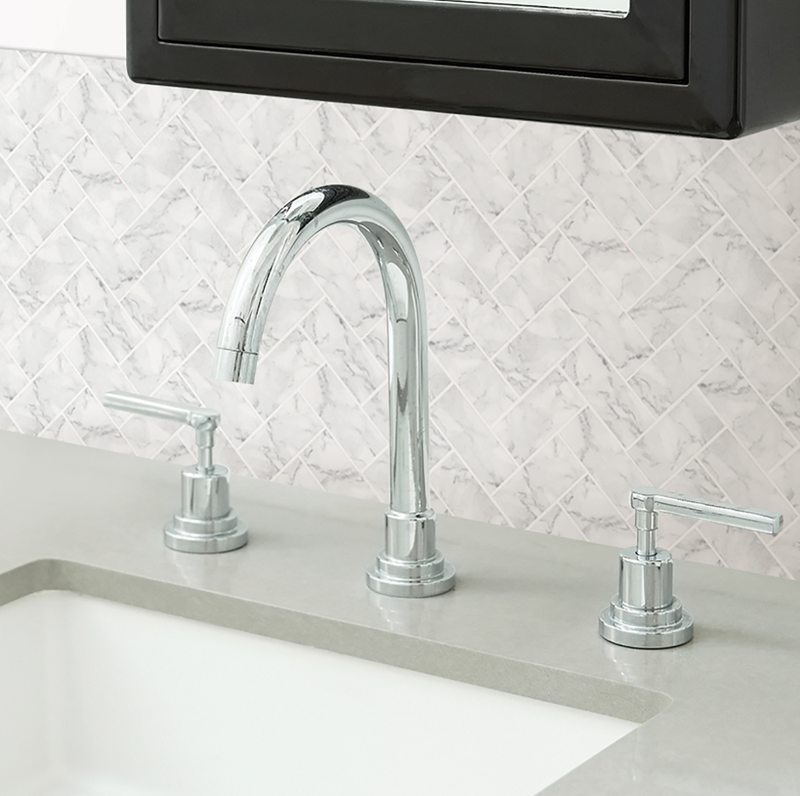In Home Herringbone Carrara Peel & Stick Backsplash Tiles - 25.5 X 25.5 Cm - Pack Of 4