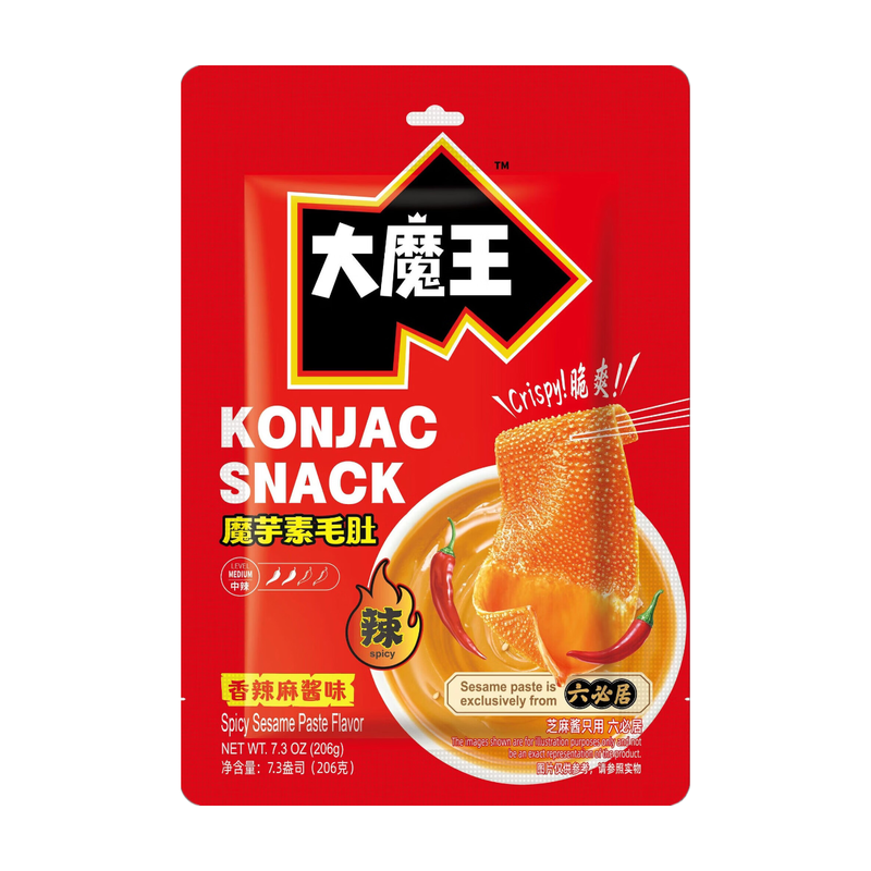 Yan Jin Pu Zi Yanjin Puzi Konjac Mock Tripe Snack, Hot & Spicy Sesame Sauce Flavor, 206G