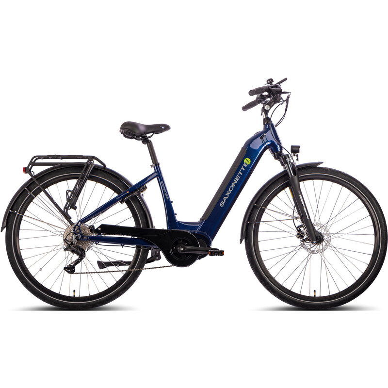 Saxonette E-Bike Sport Wave 28" | 250W Bafang Mittel-Motor, 80Nm, 540Wh Akku für 80km Reichweite, Shimano 10-Gang, Nachtblau