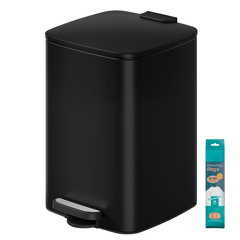 Ochama X Songmics 20L Trash Can, Kitchen Garbage Can, Soft Close And Stays Open, Black